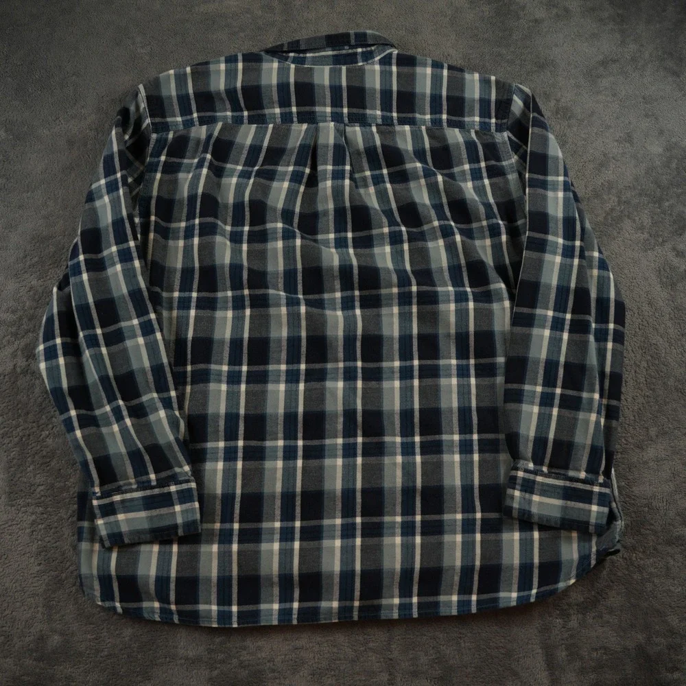 The North Face Flannel Shirt Mens XXL‎ Blue Plaid Long Sleeve Button Down